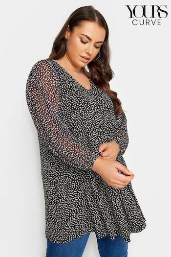 Yours Curve Grey Animal Print Mesh Swing Top (341837) | £26