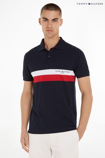Tommy Hilfiger  Blue Colourblock Slim Polo Shirt (341849) | £90