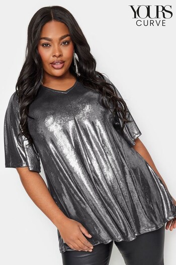 Yours Curve Silver Angel Sleeve Swing Top (341888) | £31