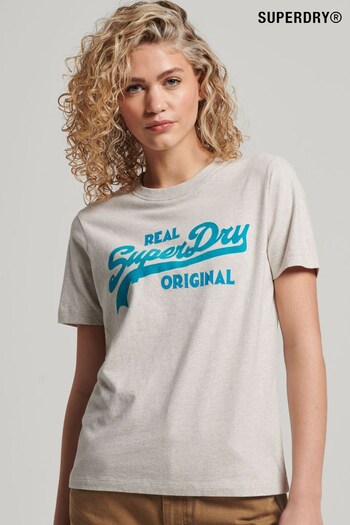 Superdry Brown Organic Cotton Vintage Logo Scripted Coll T-Shirt (341931) | £25