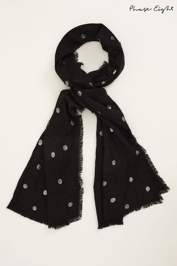 Phase Eight Spotted Black Scarf (342037) | £39
