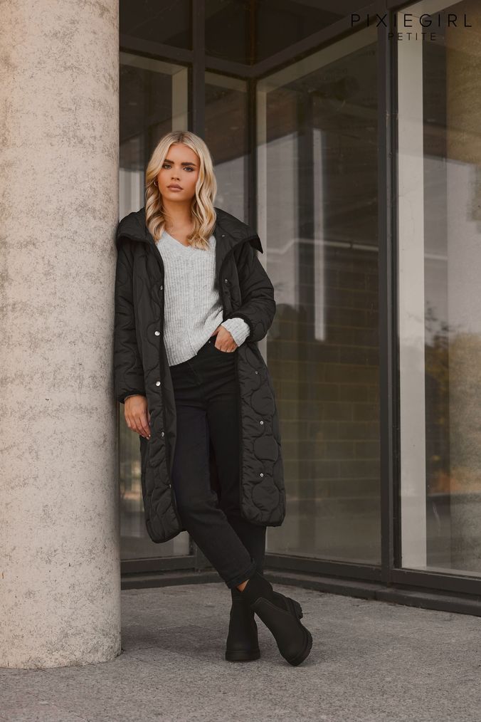 Petite black coats uk sales