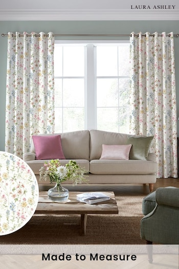 Laura Ashley Coral Pink Wild Meadow Made to Measure Curtains (342312) | £100