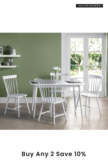 Julian Bowen Set of 2 White Torino Dining Chairs (342318) | £145