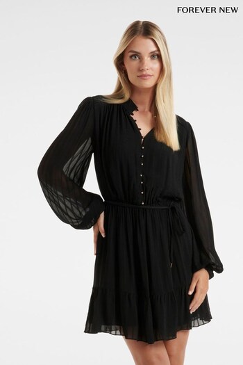 Forever New Black Edith Textured Skater Dress (342320) | £90