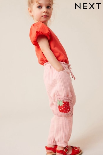 Pink Crochet Pocket Trousers flared (3mths-7yrs) (342455) | £13 - £15