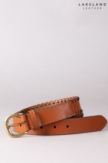 Lakeland Leather Wray Whip Stitch Leather Brown Belt (342495) | £35