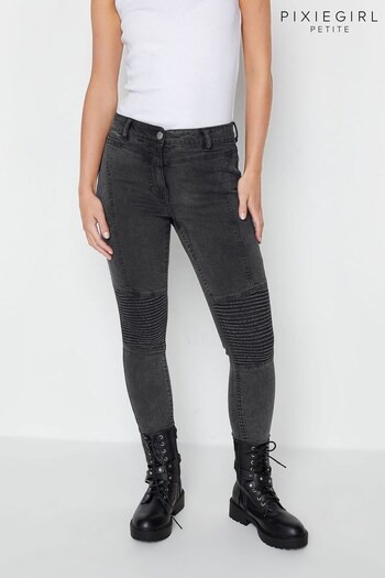 PixieGirl Petite Black AVA Biker Skinny Jeans (342673) | £38
