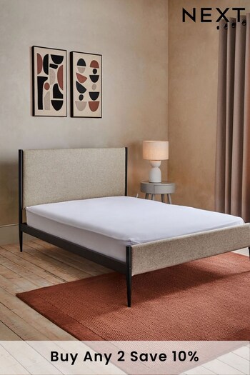 Wool Blend Natural Stone Berlin Metal Upholstered Bed Frame (342768) | £450 - £550
