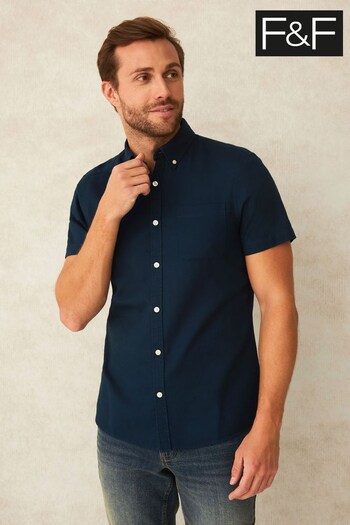 F&F Blue Textured Short Sleeve Shirt (343724) | £18