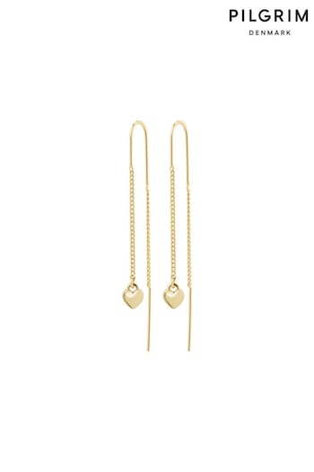 PILGRIM Gold Plated Afroditte Heart Chain Earrings (343895) | £20