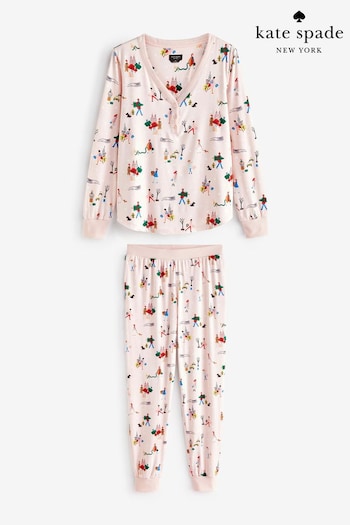 kate spade new york Pink Brushed Cozy Jersey Christmas Pyjama Set (343994) | £109
