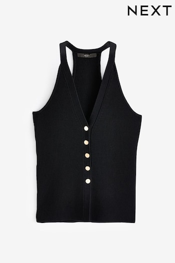 Black Knitted Button Vest (344018) | £28