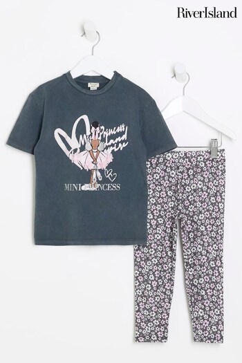 River Island Grey Girls Ballet Girl T-Shirt Set (344115) | £18