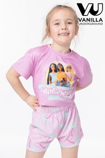 Vanilla Underground Pink Girls Barbie Rise & Shine Licensing Short Pyjamas (344222) | £16