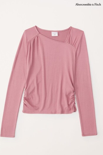 Abercrombie & Fitch Pink Long Sleeve Asymmetric Top (344487) | £19