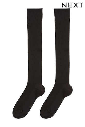 Black 2 Pack Cotton Rich Over Knee School Socks (344488) | £3 - £4