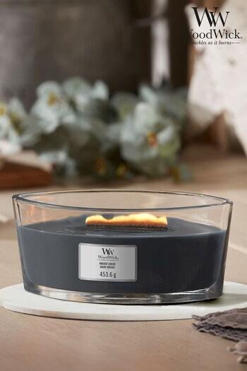 Woodwick Blue Ellipse Scented Candle with Crackle Wick Indigo Suede (344559) | £35