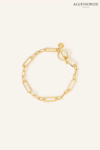 Accessorize Gold Tone Trombone Chain T-Bar Bracelet (344589) | £22