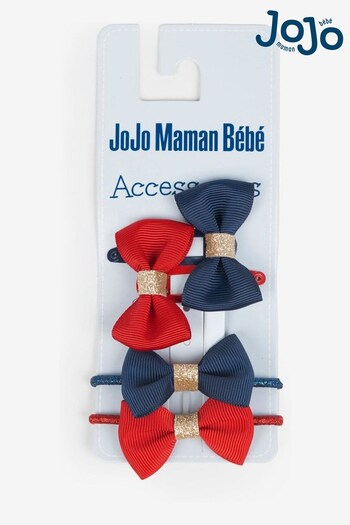 JoJo Maman Bébé Navy & Red 4-Piece Hairbands and Hairclips Set (345040) | £7.50