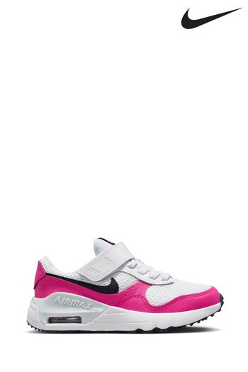 Nike White/Pink Junior Air Max Systm Trainers (345105) | £55