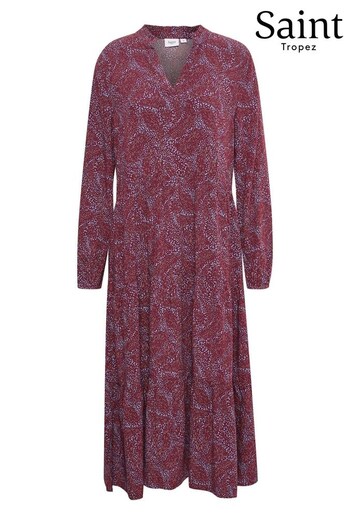 Saint Tropez Red Eda Loose Fit Long Sleeve Midi Dress originals (345963) | £70