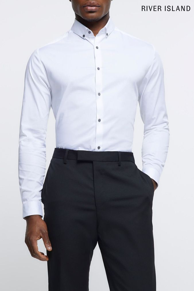 River island mens white hotsell shirt