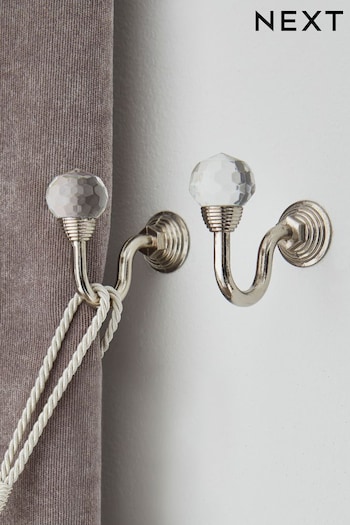 Set of 2 Chrome Isabel Curtain Tie Back Hooks (346132) | £8