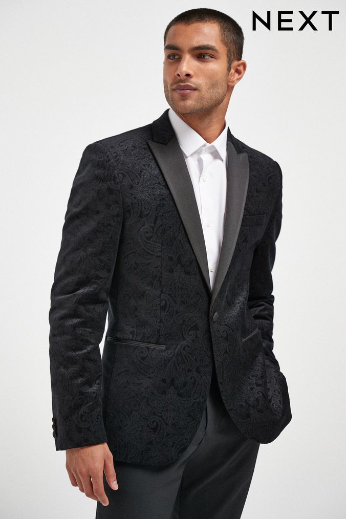 Black printed cheap tuxedo jacket
