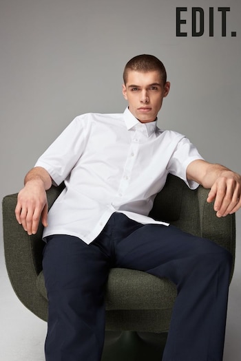 White EDIT Boxy Fit Short Sleeve Cotton Shirt (346228) | £29