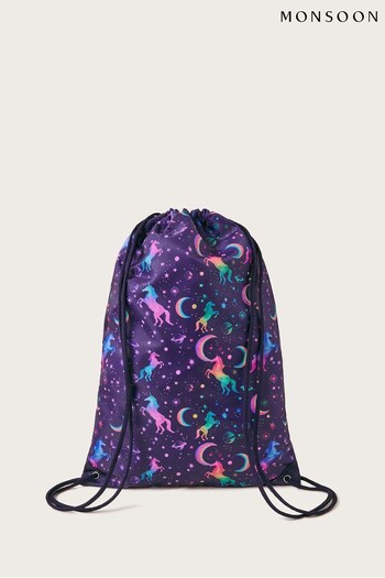 Monsoon Blue Unicorn Drawstring Bag (346265) | £12