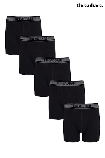 Threadbare Black A-Front Trunks 5 Packs (346410) | £24