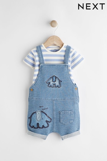 Denim Elephant couture Dungarees and Bodysuit Set (0mths-2yrs) (346518) | £18 - £20