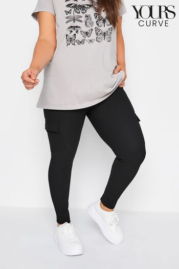 Yours Curve Black Cargo Leggings Strappy (346725) | £24