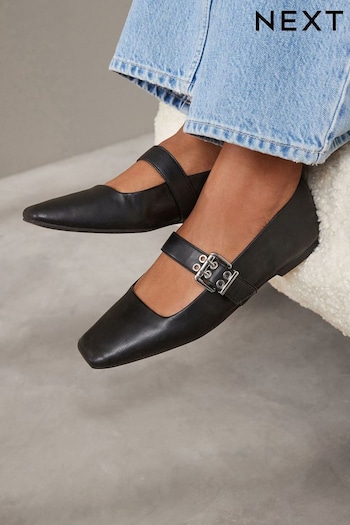 Black Forever Comfort Square Toe Eyelet Mary Jane Shoes C6738 (346919) | £32