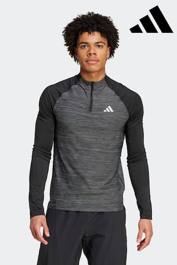 adidas Black Gym+ Training 3-Stripes 1/4-Zip Long Sleeve Long Sleeve Top (347035) | £45