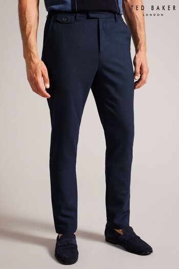 Ted Baker Blue Ziyech Slim Fit Houndstooth Chino Trousers (347154) | £95