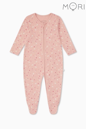 Mori Floral Pink Clever Zip Up Sleepsuit (347243) | £33