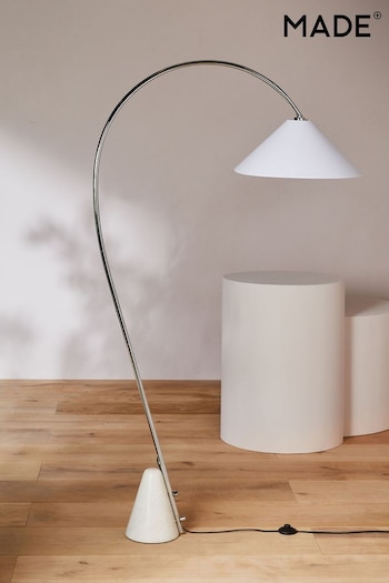 MADE.COM Chrome/White Marble Mason Floor Lamp (347711) | £345