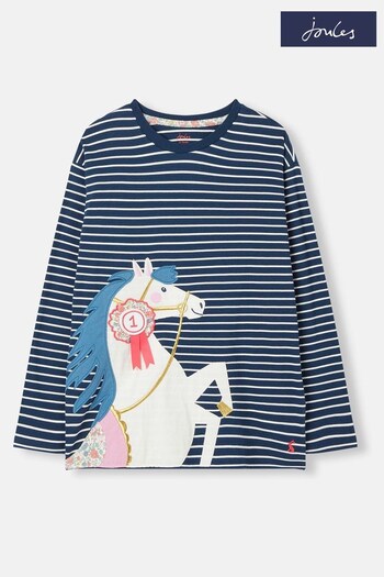 Joules Blue Ava Long Sleeve T-Shirt 2-12 Years (348145) | £18.95 - £22.95