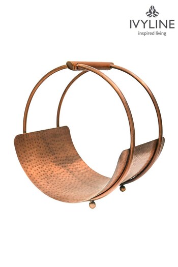 Ivyline Copper Round Luxury Leather Handle Log Holder (348469) | £96