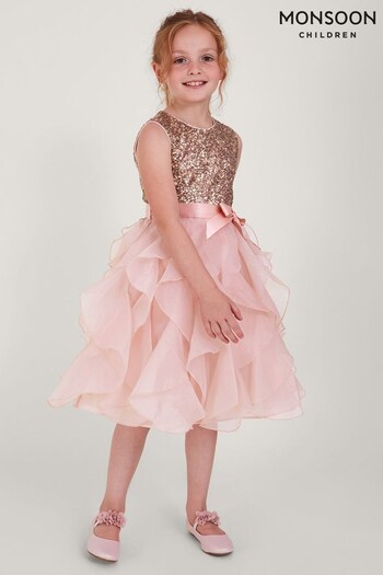 Monsoon Pink Sequin Ruffle Cancan Dress (348516) | £65 - £75