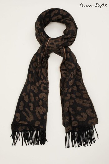 Phase Eight Leopard Black Scarf (348654) | £39