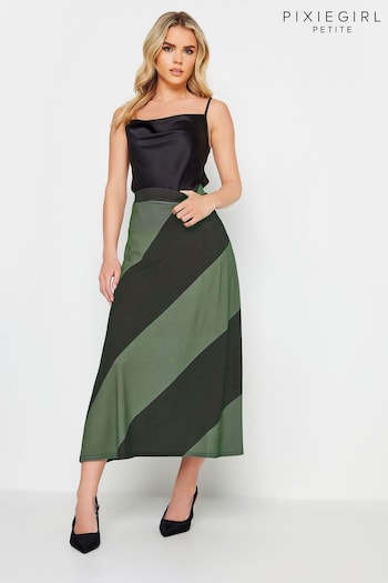 PixieGirl Petite Green Diagonal Stripe Maxi Skirt (348675) | £27