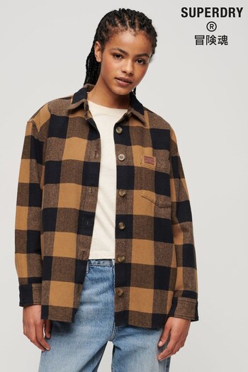 Superdry Brown Check Flannel Overshirt (348725) | £65