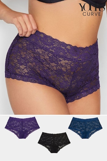 Yours Curve Purple Lace Shorts 3 Pack (349076) | £19