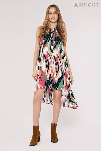Apricot Green/Pink High Low cargo-pocket Shirt Sleeveless Dress (349260) | £35