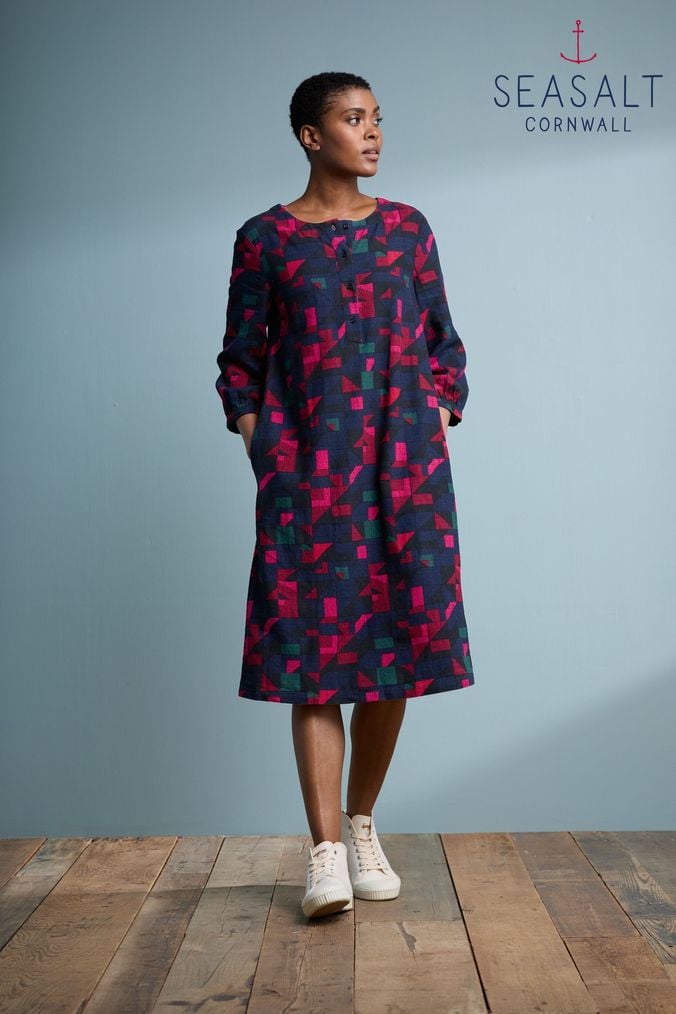 Buy Women s Linen Print 3 4 Sleeve Clothing Online Next UK
