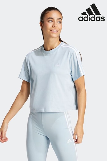 adidas Blue Sportswear Essentials 3-Stripes Single Jersey T-Shirt (349542) | £23