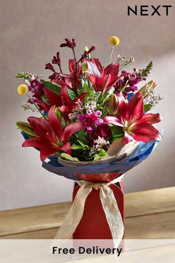 Red Lily Fresh Flower Bouquet in Gift Bag (349788) | £35